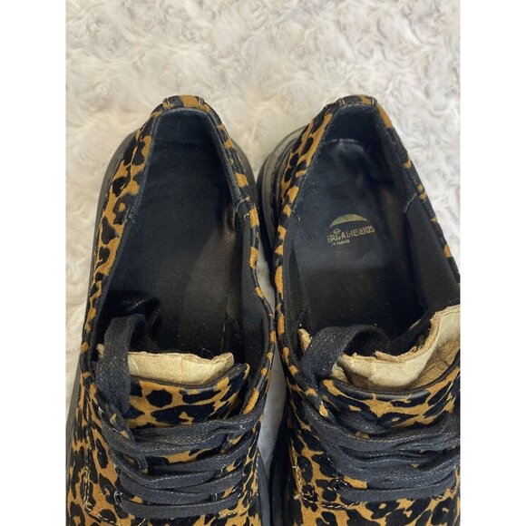 Fergalicious Lug Bottom Oxfords Size 8.5 Marvin Cheetah Print Tie Faux Suede - Picture 5 of 9